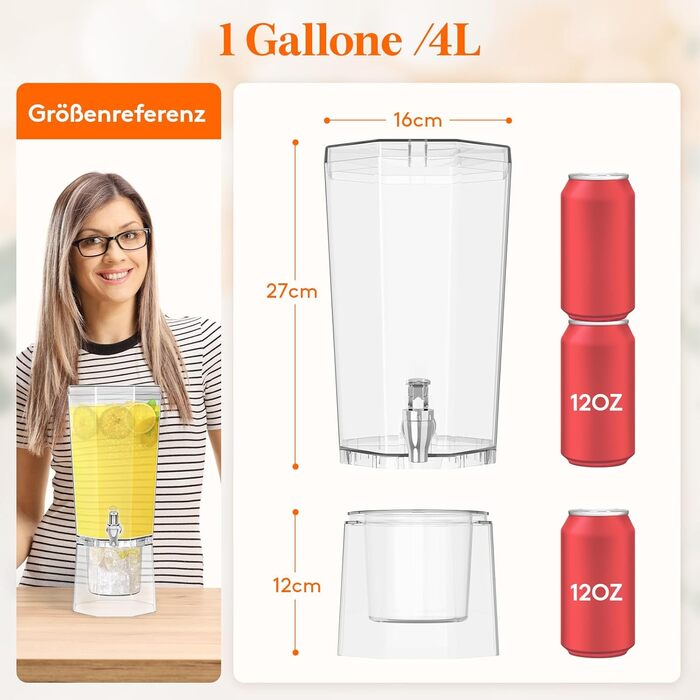 Диспенсер для напоїв 4л з краном та підставкою, 2 шт. Пластикові диспенсери для води, лимонаду, соку, напоїв з знімною підставкою для вечірок