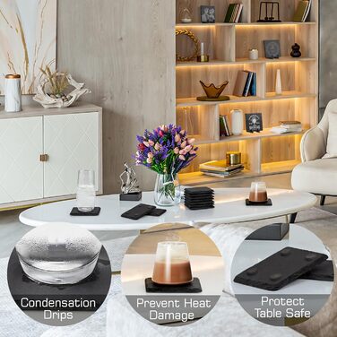 Набір підставок для напоїв із натурального чорного сланцю 12 шт WEWINK PLUS