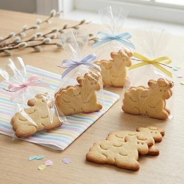 Набір із 3 формочок для пасхального печива, смугастий візерунок у вигляді пасхальних яєць, кролик, 2 в 1 зі штампом, 5 x 4 см, можна мити в посудомийній машині, екологічно чисті, стійкі до іржі (ягня (6x4 см))