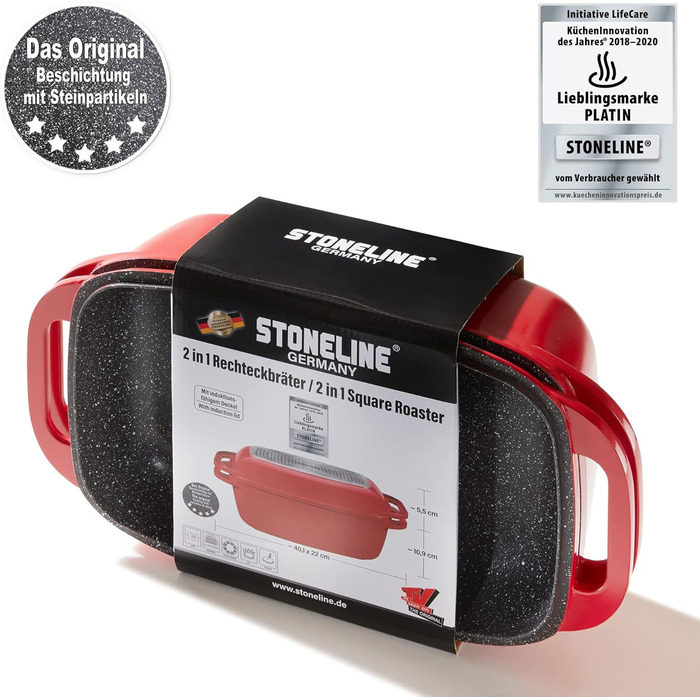 Жаровня с крышкой 40 х 22 см 5,8 л красная STONELINE