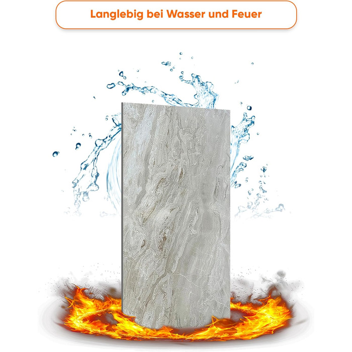 Стінові панелі IZODEKOR під мармур 60x120 см Панель для кухонного фартуха ПВХ-облицювання стін для кухні, ванної кімнати Бризкозахисний екран для кухні Водонепроникний та термостійкий (4 панелі 4 монтажних клею, Mars Bubble)