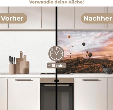 Кухонний фартух 60x80 см Самоклеючий захисний екран для кухні Кухонний фартух Кухонні фасади Кухонні фартухи Кухонна стіна Вода - Пейзаж - (Пейзаж - Повітряна куля, 60 x 80 см)