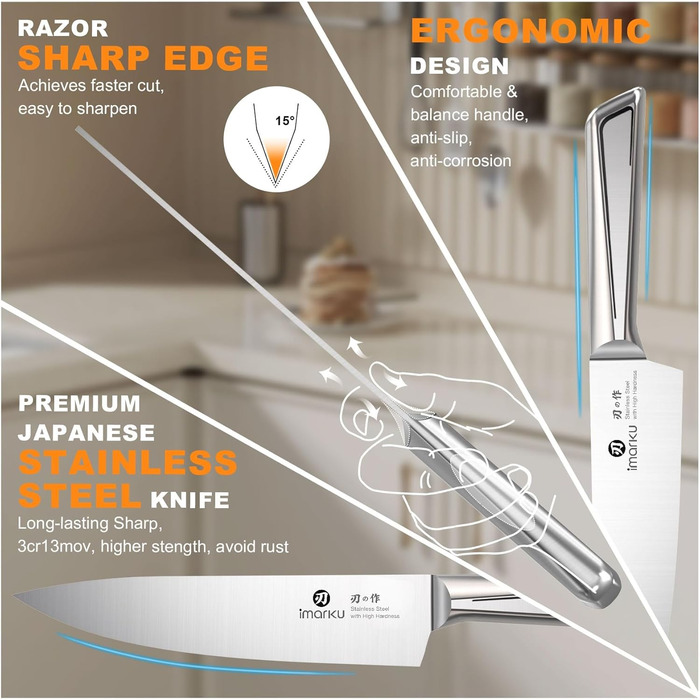 Набір ножів з деревяним блоком 14 предметів imarku