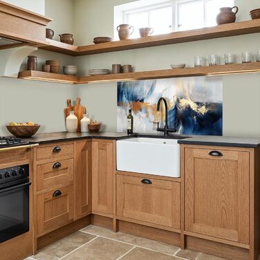 Кухонний фартух 60x80 см Самоклеючий настінний захисний екран для кухні Кухонний фартух Кухонні фасади Кухонні фартухи Кухонна стіна Вода - Пейзаж - (Золотисто-синій, 80 x 150 см)