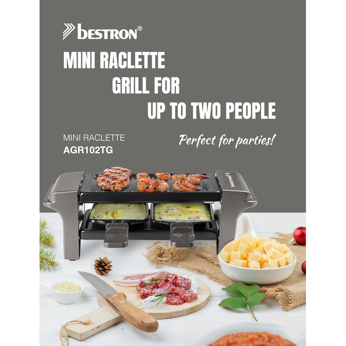 Раклетниця-гриль на 2 персони 350 Вт сірий Titanium Grey Bestron