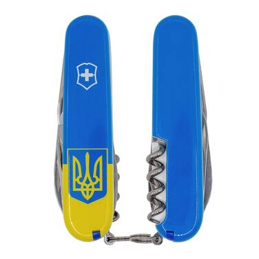 Ніж Victorinox Spartan Ukraine 91мм/12функ /Герб на прапорі верт.