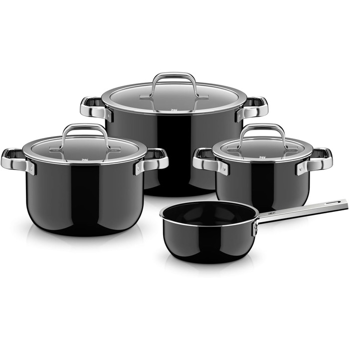 Набір каструль зі скляними кришками, 4 предмети, чорний Fusiontec Mineral Pro WMF