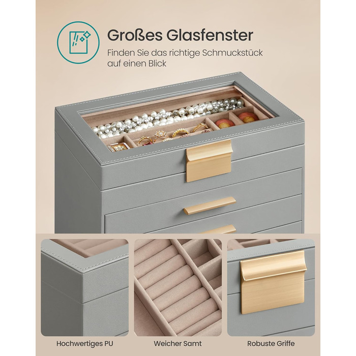 Органайзер для ювелірних виробів 6-рівневий, сірий SONGMICS