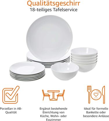 Набір посуду Kitchen-Profi Basics, 18 предметів, для 6 осіб (біле порцелянове купе)