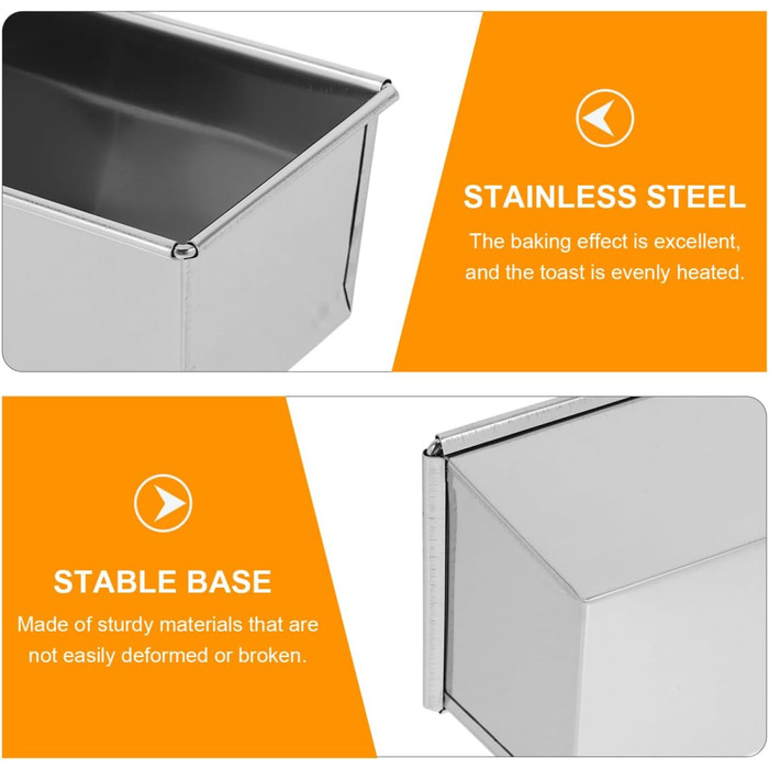 Форма для хліба Ciieeo з нержавіючої сталі, міцна форма для випікання хліба без кришки, універсальна форма для тостів для рівномірного випікання, легко миється, для домашнього та комерційного використання