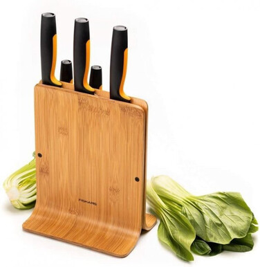 Набор ножей Fiskars Functional Form с бамбуковой подставкой 5 шт (1057552)