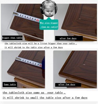 Прозорий захисний чохол для скатертини Ever Fairy, 2,0 мм, ПВХ-килимок для кухні, їдальні, дерев&39яних меблів, захисний чохол (60 x 110 см) (прозорий, 120 x 60 см (прямокутний))