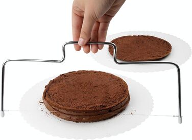 Допоміжний засіб для вирізання коржів для торта Zenker 7705, кондитерська Ø26 / 28 см, набір тортів з ножем для торта та основою для підйому торта, аксесуари для торта з нержавіючої сталі, кількість 1 x набір з 3 шт. , колір срібло (роздільник основи торт