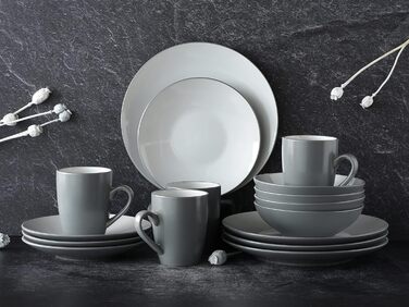 Набор посуды на 4 персоны, 16 предметов, серый/белый, Cool Grey Creatable