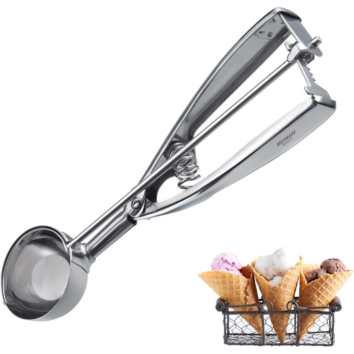 Ложка для морозива Westmark/ложка для морозива, з ручкою щипців, довжина 21,8 см, нержавіюча сталь, професійна, срібло, 62942270 (4 см)