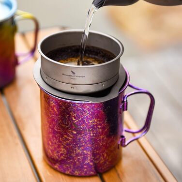 Титанова кружка з кришкою для кемпінгу 450 мл градієнт iBasingo