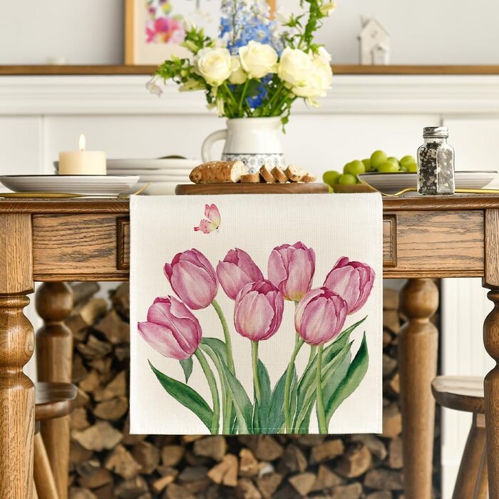 Весняна скатертина на стіл 140 х 40 см бежевий Artoid Mode