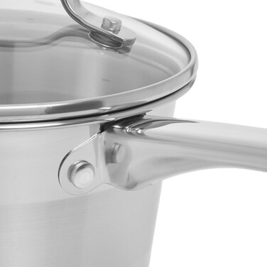 Ковш Fissman TIERNO 16x9,5 см/1,5 л со стеклянной крышкой нержавеющая сталь (5488)