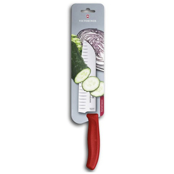 Кухонний ніж Victorinox SwissClassic Santoku лезо 17см ріфл. з черв. ручкою (блістер)