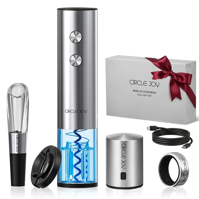Електричний акумуляторний відкривач для вина з ножем для фольги 5-в-1 CIRCLE JOY