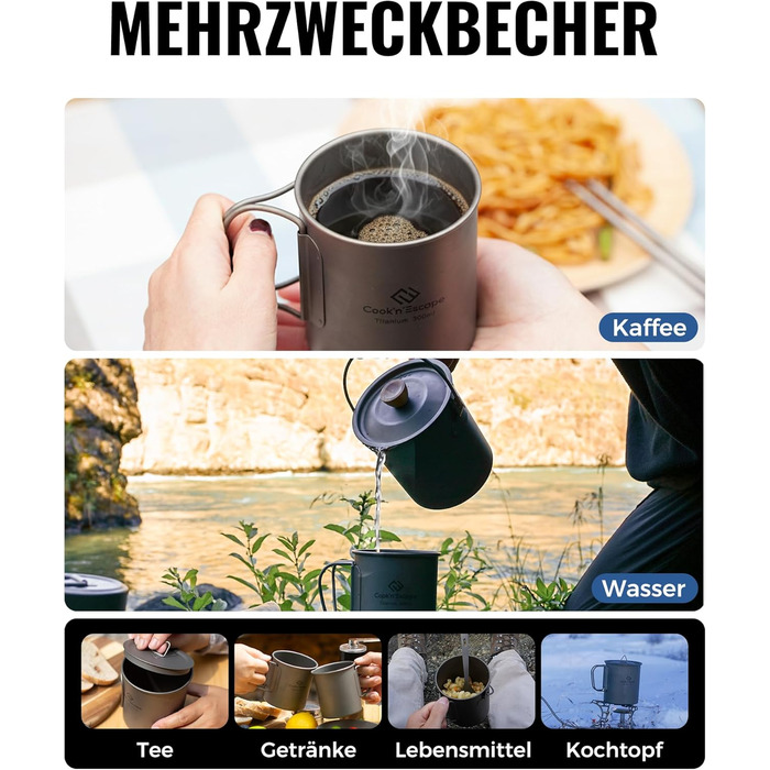 Набор чашек для кемпинга 300 и 450 мл COOK'N'ESCAPE