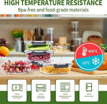 Набір з 5 скляних контейнерів для зберігання продуктів 1 л із кришками Skroam