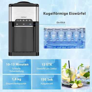 Кулер для води та льодогенератор 458 Вт COSTWAY