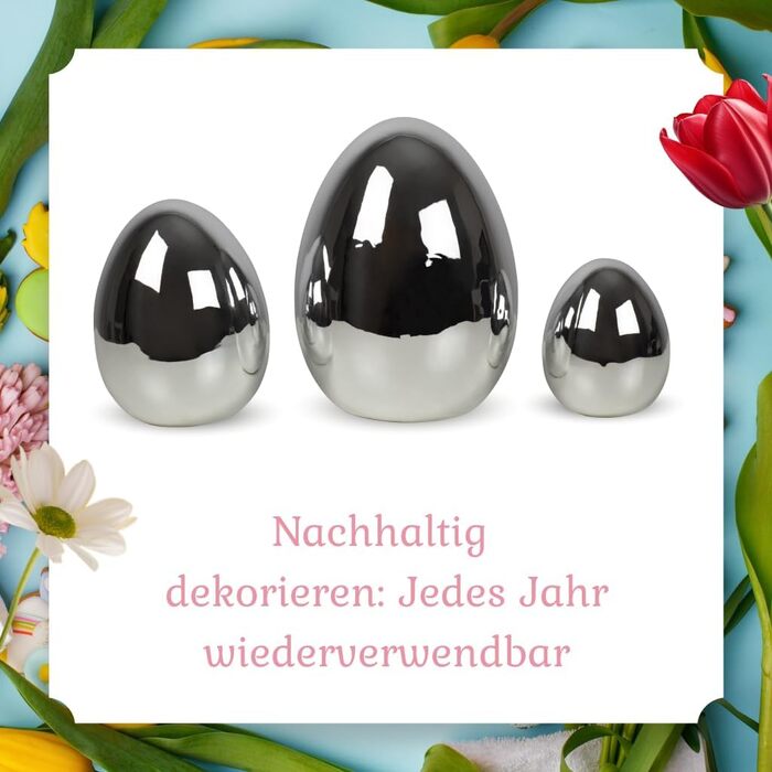 Набір декоративних елементів Heitmann керамічна пасхальна прикраса під порцеляну, для встановлення, біла, приблизно 12,5 x 10,5 x 8 см (яєчне срібло)