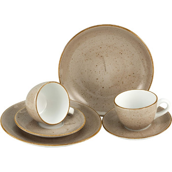 Серія VINTAGE NATURE, Terra, Набір посуду, кавовий сервіз із 6 предметів, порцеляна, (темно-коричневий), 22334