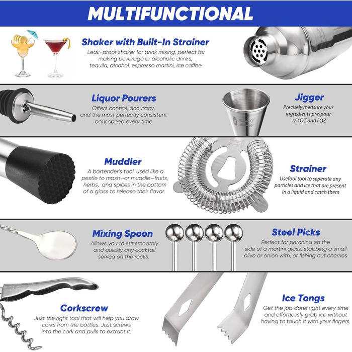 Набір бармена для коктейлів 14 предметів Touch of Mixology