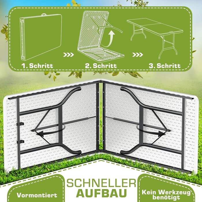 Складной садовый стол 180x75 см белый tillvex
