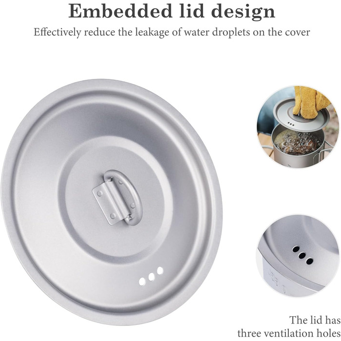 Титановая кружка с крышкой и складной ручкой для кемпинга 750 мл Boundless Voyage