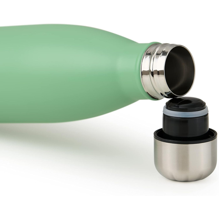 Пляшка для води Blumtal з нержавіючої сталі - Герметична ізольована пляшка - Пляшка для води без бісфенолу А для гарячих та холодних напоїв - Двостінна ізольована пляшка - Ізоляційна пляшка, стійка до іржі, дерево/срібло (08 - Літній зелений - Зелений, 10