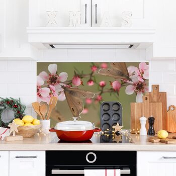 Дизайнерський кухонний фартух з алюмінієвого композиту, кухонний фартух, товщина 3 мм, 60x100 см, (квітуча вишня)