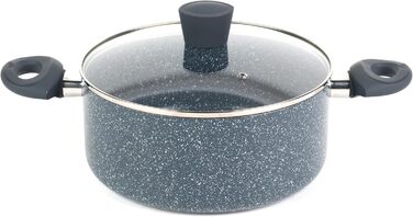 Каструля Russell Hobbs RH00845EU з антипригарним покриттям - 18 см/2 л з кришкою із загартованого скла, індукційна каструля, каструля для овочів/супу з бакелітовою ручкою та термостійким зовнішнім покриттям, камінь Nightfall (2,5 літра)