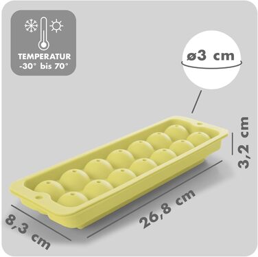 Силіконові формочки для льоду Blumtal, набір з 3 шт. - форма для льоду на 24 склянки з кришкою - силіконова форма для льоду без бісфенолу А - форма для льоду, безпечна для харчових продуктів - сіро-блакитна кубики L (сірий жовтий, сфера XL)