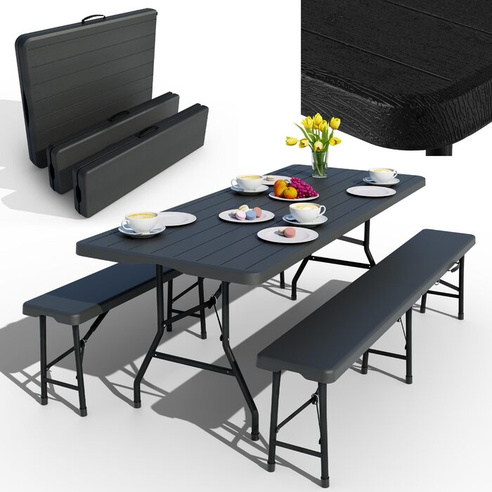 Набор для сада стола с 2 скамейками 180 x 74 x 74 см Onbest