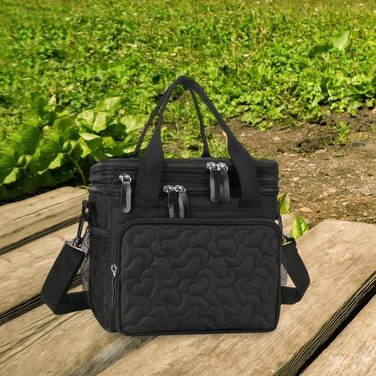 Ізольована сумка-холодильник, ланчбокс, сумка, посуд, сумочка, сумка-холодильник для обідів, ізольована термосумка для одноденних поїздок у парк, на роботу (чорна)