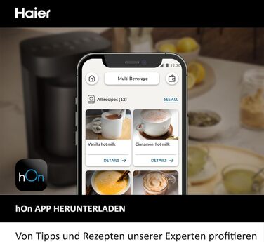 Чайник та спінювач молока Haier в одному Прилад для приготування кількох напоїв із вбудованим чайником та спінювачем молока Багато програм для кави, гарячого шоколаду, чаю та заварювання Серія 5 - HMB5A