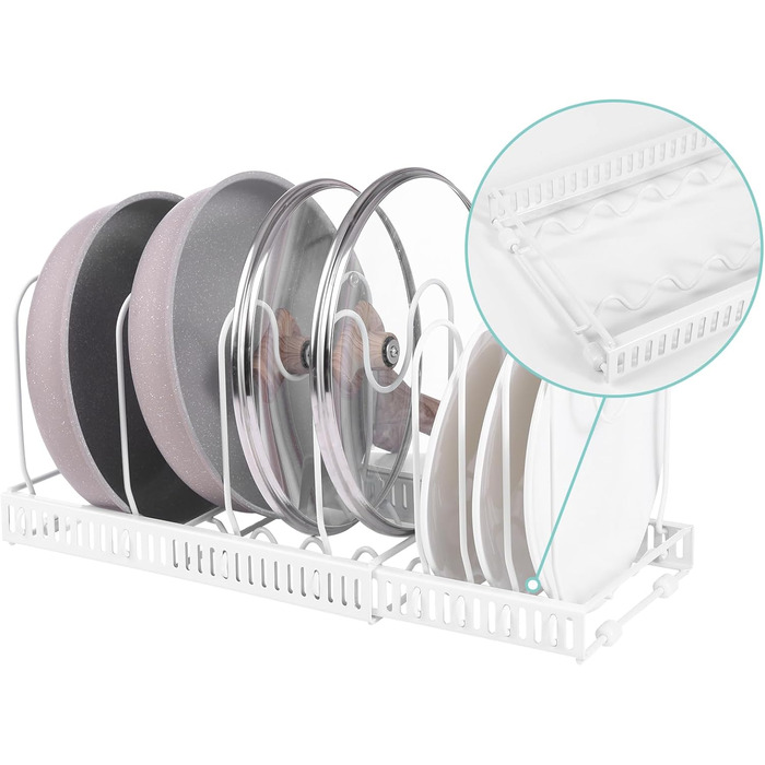 Кришки для каструль FNLLC, сковорідки-розширювачі, кришки для каструль з 10 регульованими роздільниками, кришки для каструль, організовані кришки для каструль, тарілки, посуд і сковорідки (C)