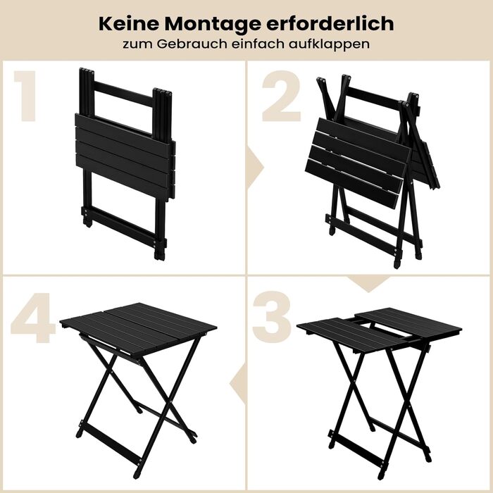 Складаний алюмінієвий стіл  для кемпінгу чорний WOLTU