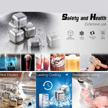 Набір металевих охолоджувальних каменів для віскі з нержавіючої сталі Ulalaza