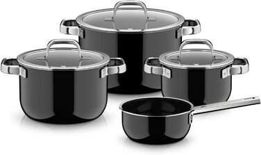 Набір каструль зі скляними кришками, 4 предмети, чорний Fusiontec Mineral Pro WMF