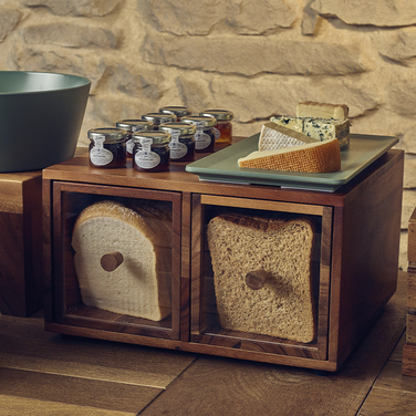 Хлібниця дерев'яна подвійна 34.5*32.5*h 19 см, Acacia Wood, Genware