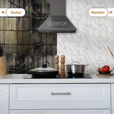 Стінові панелі IZODEKOR під мармур 60x120 см Панель для кухонного фартуха ПВХ-облицювання стін для кухні, ванної кімнати Бризкозахисний екран для кухні Водонепроникний та термостійкий ( панель, Calacada)