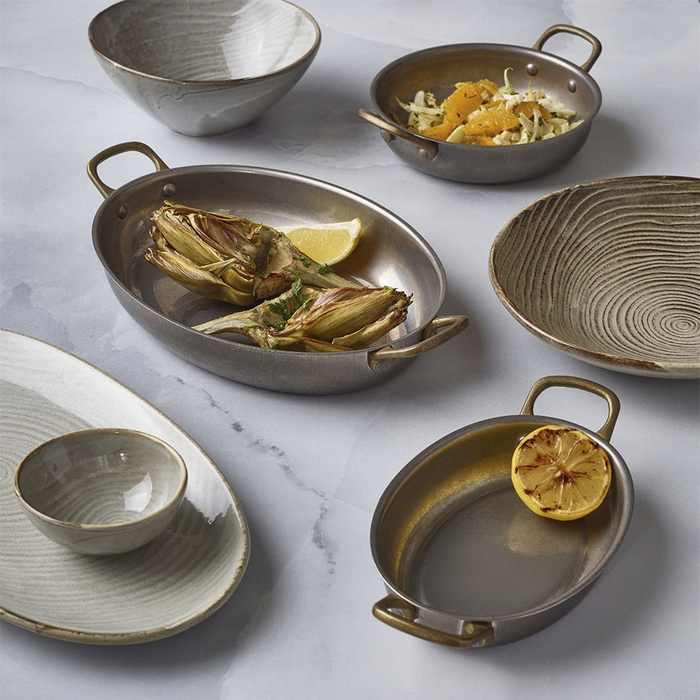 Сковорода для подачи 37.5*26 см, овальная, металлическая, Vintage Steel, GenWare