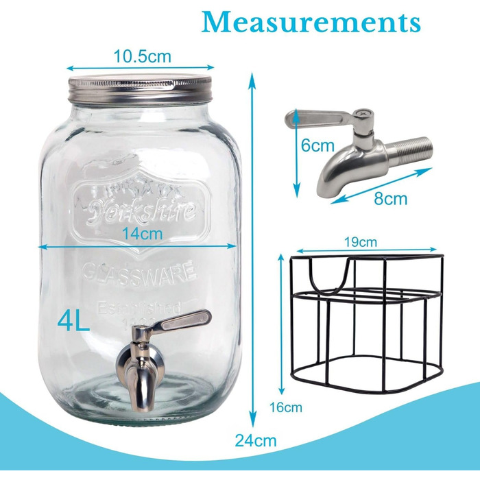 Диспенсер для напитков стеклянный 2 шт 4 л INTIRILIFE