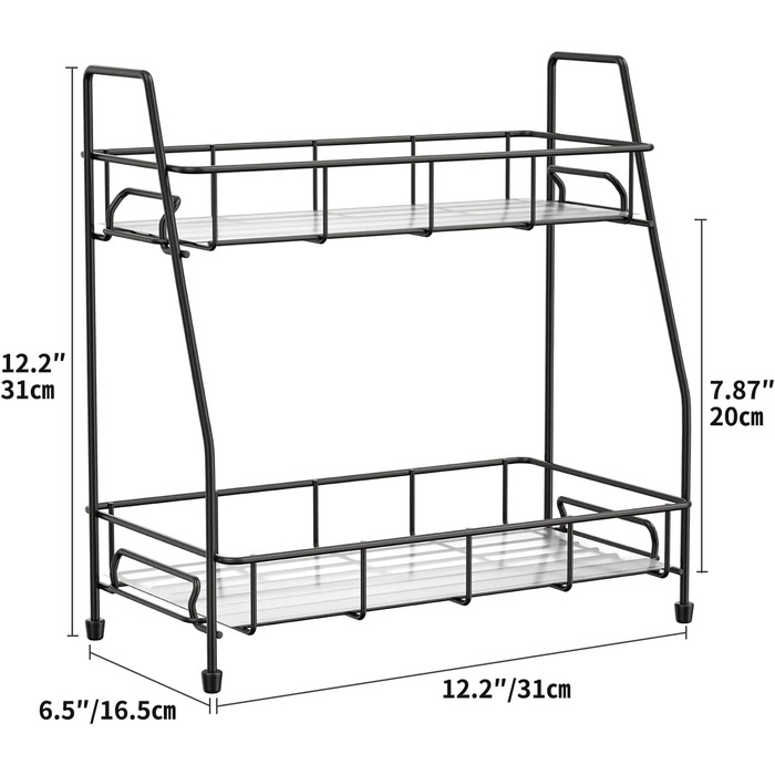 Стійка для спецій двохярусна 31 x 16,5 x 31 см, чорна Vialex