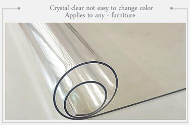 Прозорий захисний чохол для скатертини Ever Fairy, 2,0 мм, ПВХ-килимок для кухні, їдальні, дерев&39яних меблів, захисний чохол (60 x 110 см) (прозорий прямокутний 2 мм, 160 x 80 см (прямокутний))