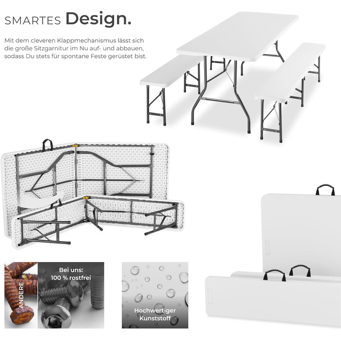 Комплект садовой мебели из 3 предметов белый tectake